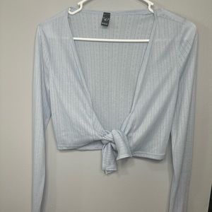 Windsor size small light blue wrap top